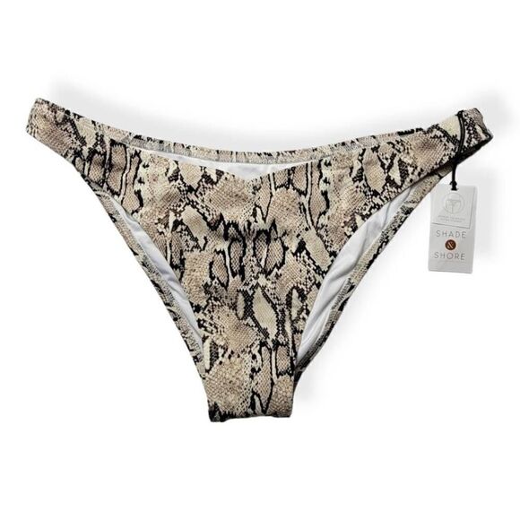 Shade & Shore Snake Print V -Front Bikini Bottom Small - Picture 1 of 3